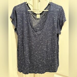 Kaileigh Relaxed Blue and White Dolman Sleeve V-Neck Tee